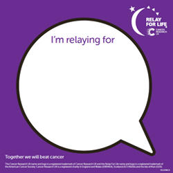 Relay For Life back sign