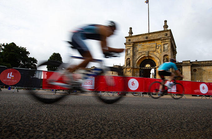 Cyclist speeding past in the Blenheim Triathlon
