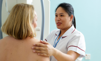lady having a breast exam