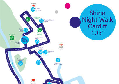 10k Walk From My Location Shine Night Walk Cardiff | Cancer Research Uk