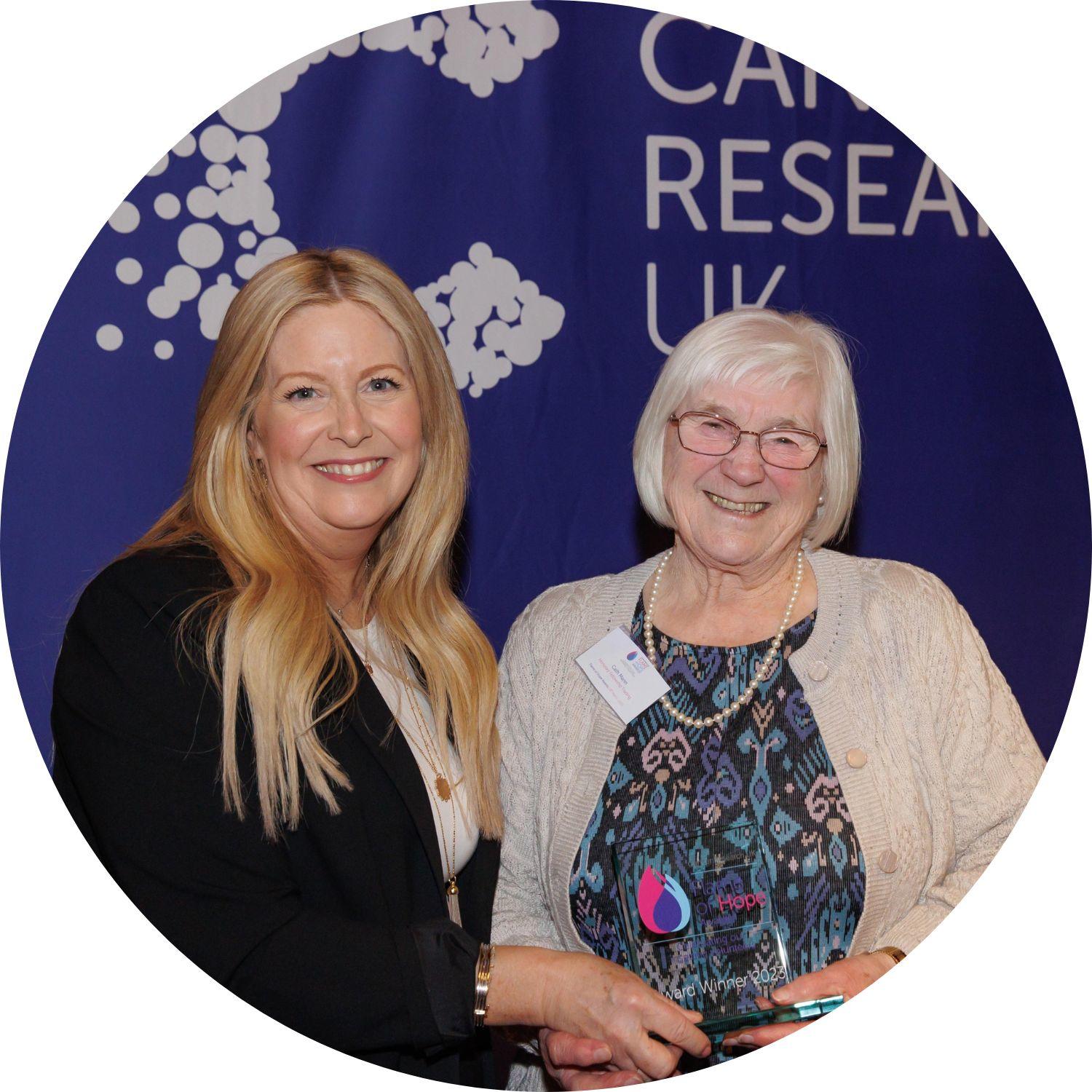 Cath accepting her Flame of Hope Award