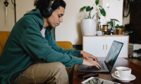 person working on a laptop