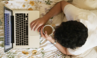 man on computer