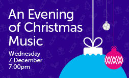 Join our Virtual Evening of Christmas Music Virtual evening of Christmas music banner