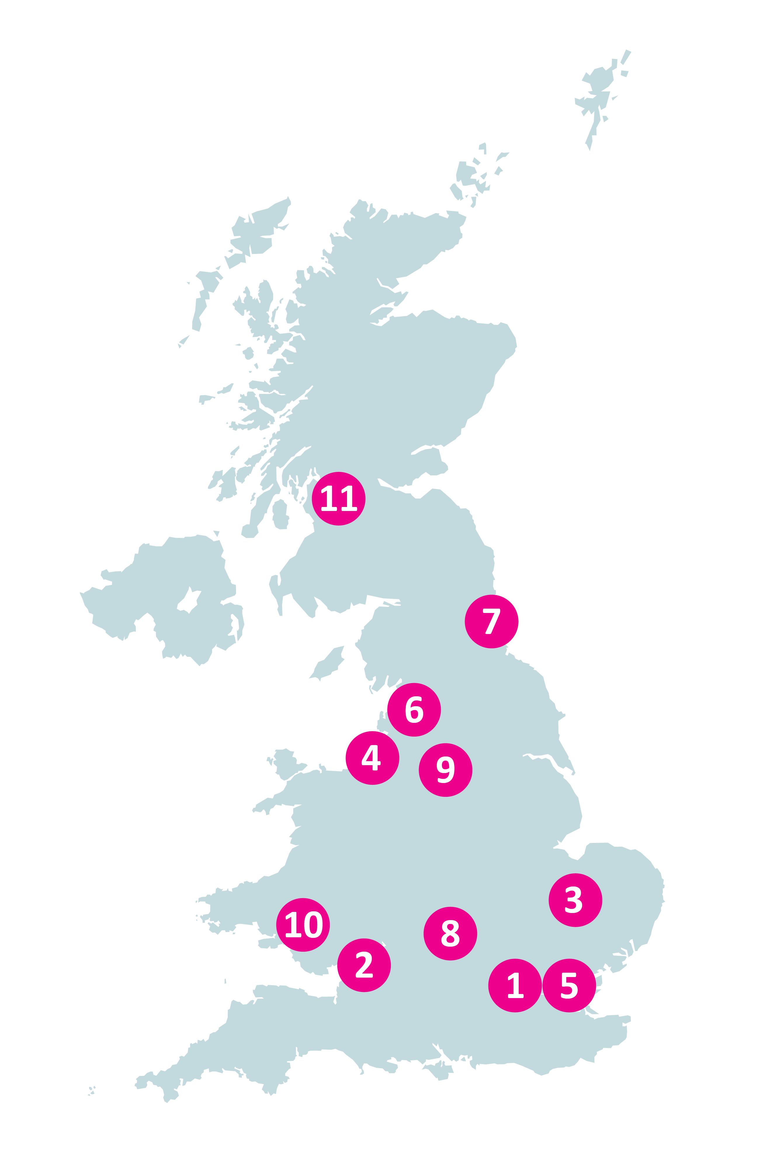 A map showing all of the DETERMINE paediatric trial sites
