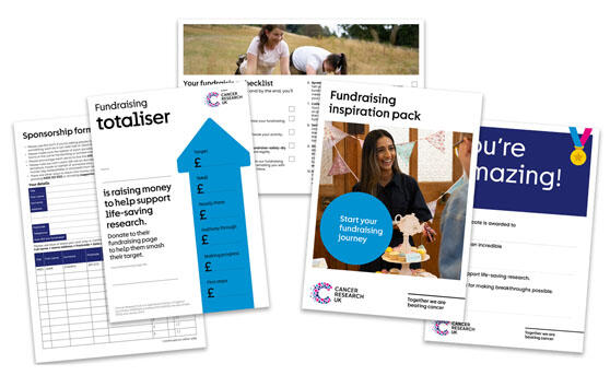 a flat lay of some of the materials in the fundraising pack