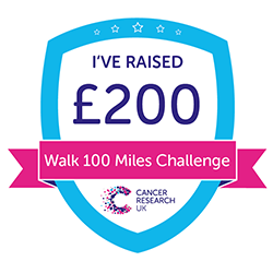 Download Walk 100 miles challenge £200 raised badge