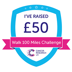 Download Walk 100 miles challenge £50 raised badge