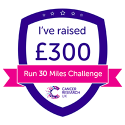 run 30 300 raised badge