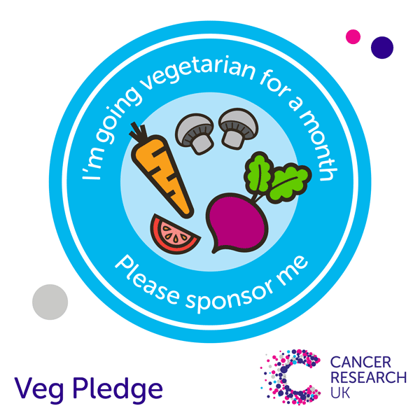 Veg Pledge - sponsor me badge I'm going vegetarian for one month - sponsor me.