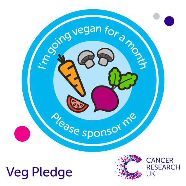 Veg Pledge - sponsor me badge I'm going vegan for one month - donate now.