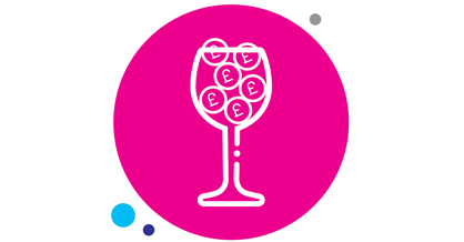 wine glass graphic filled with coins