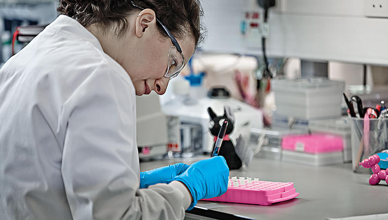 Scientists labelling samples