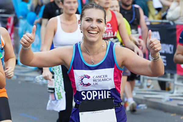 Woman running smiling