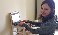 Evropi working on her laptop