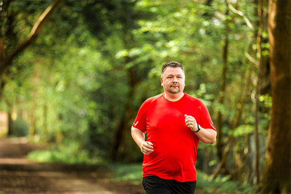 Man running in a park