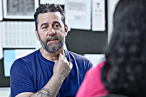Photo of a patient and doctor