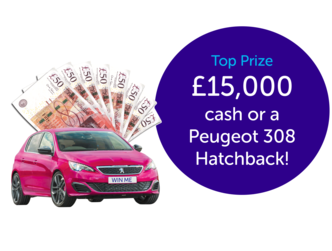 Picture of car and cash prizes