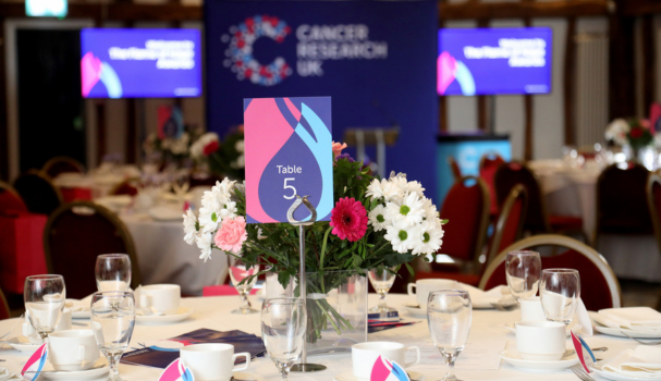 Room set up for a Flame of Hope awards ceremony