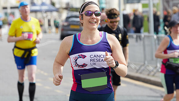Woman running smiling