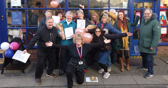 Volunteers and staff outside of Cancer Research UK's Horsham East Street Shop
