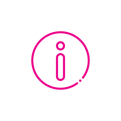 letter 'i' within a circle, depicting 'information'