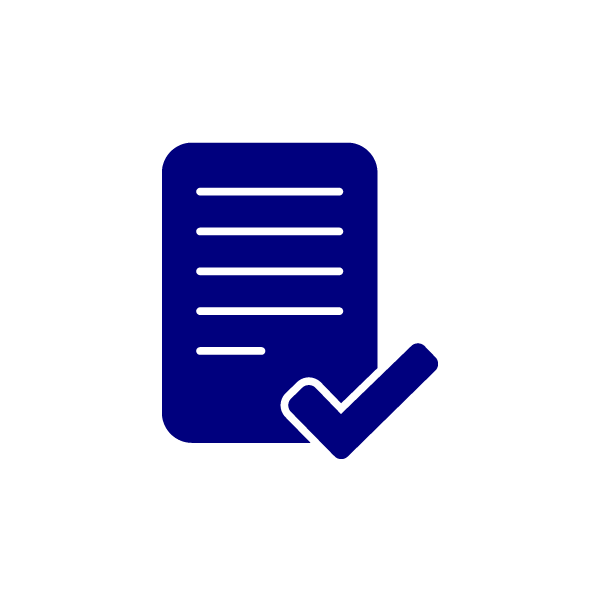 Icon of paper with a tick on it