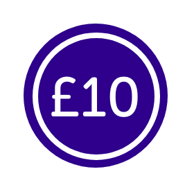 Illustration of a coin saying 10 pounds