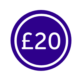 Illustration of a coin saying 20 pounds