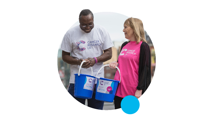 Man and woman fundraising