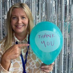 Julie Byard with a balloon