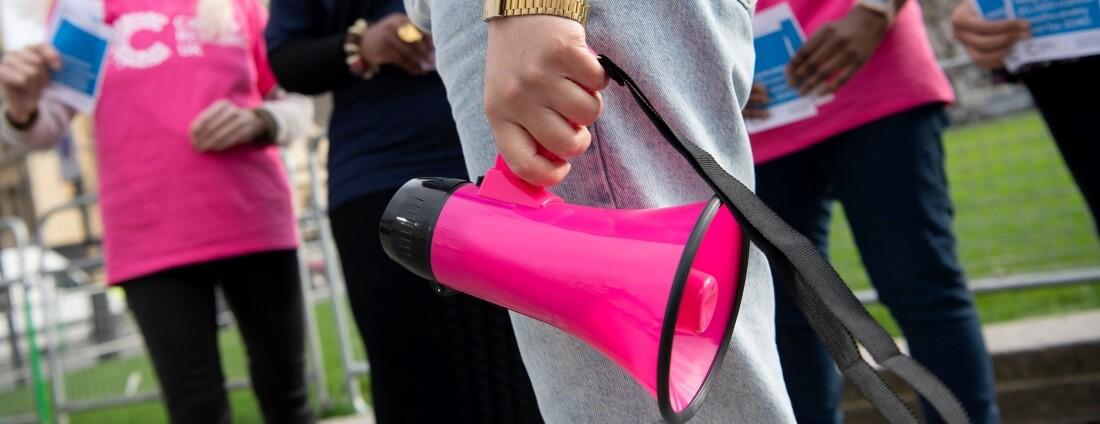 Campaigner holding a megaphone