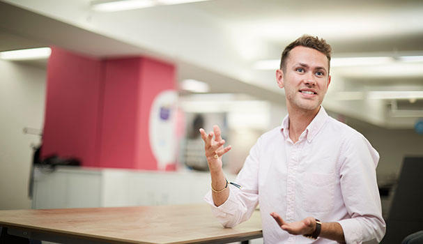 Portrait of an office worker talking