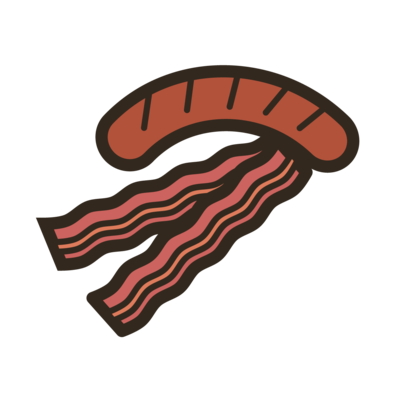 processed meat, a burger and sausage