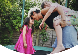 Mei Ling and family on a trampoline