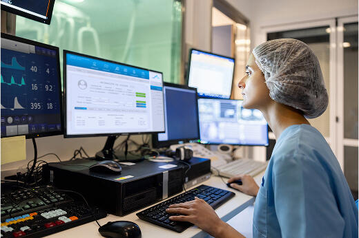 Researcher using a computer