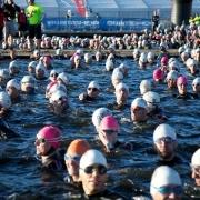 Swimmers at Outlaw Triathlon 