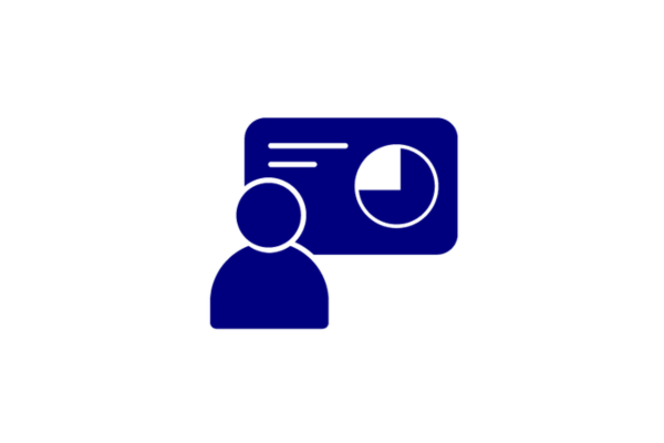 Navy icon of person and presentation Navy icon of person and presentation