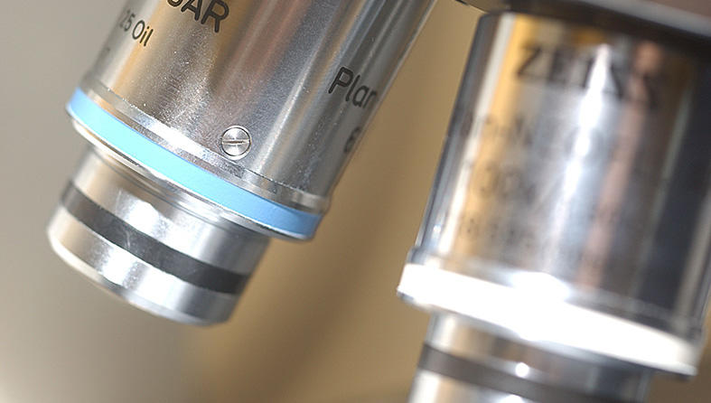 Close-up image of a microscope