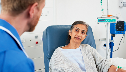 Chemotherapy patient with nurse