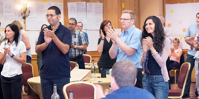 Researchers at a networking event