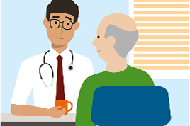 illustration of doctor and patient in a doctors office