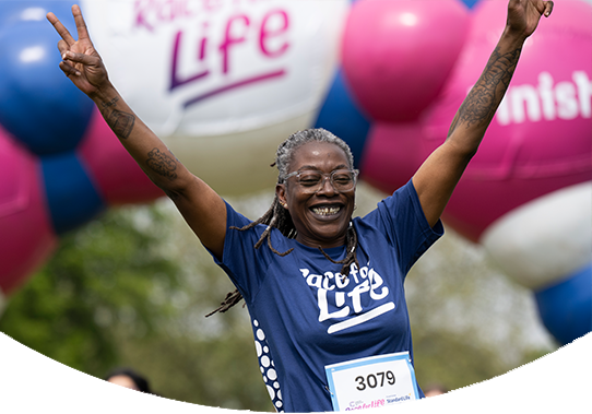race for life runner celebrating