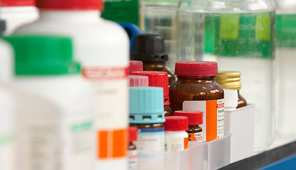Plastic bottles in a lab
