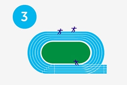 Relay infographic of a running track