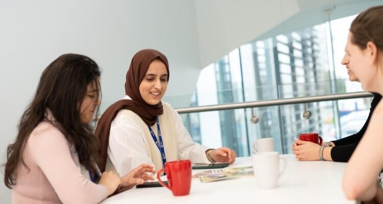 researchers talking