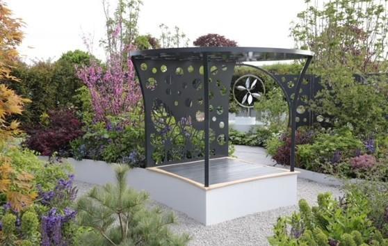 Photograph of the pergola and plants in the CRUK garden