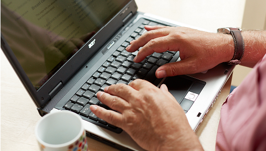 Laptop male hands