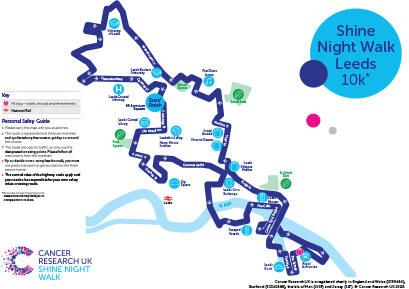 Shine Night Walk Leeds route map