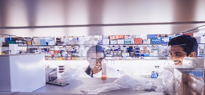 Two researchers at the lab